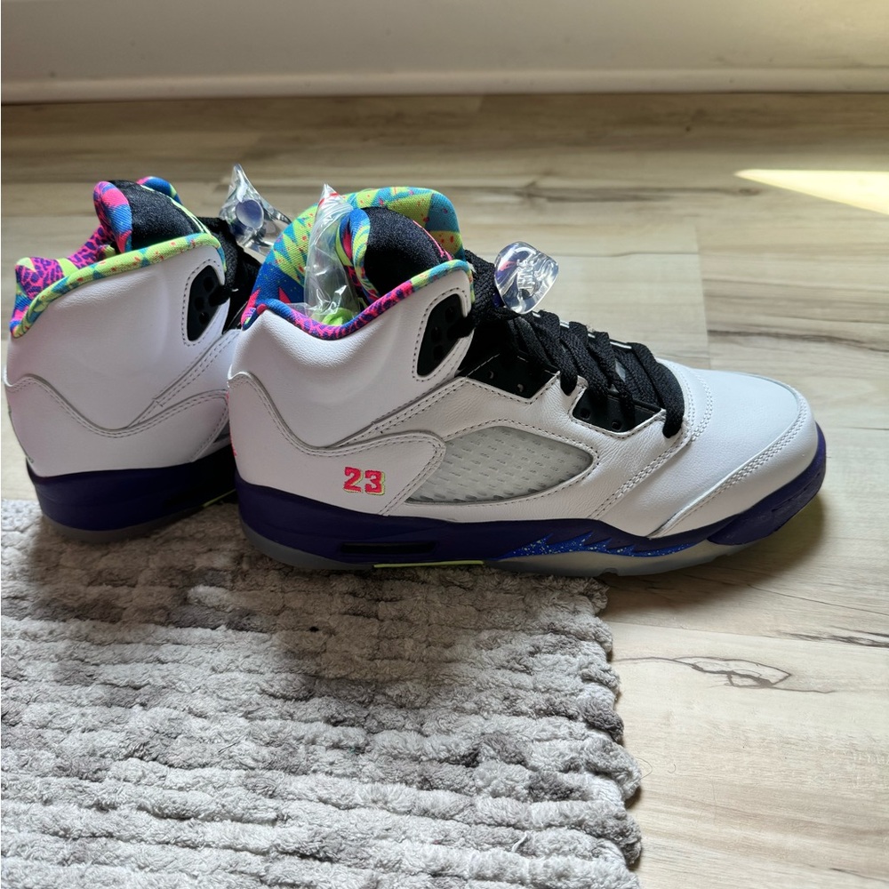 Jordan Kids alternate bel air retro White and Black Sneakers with Purple Accents